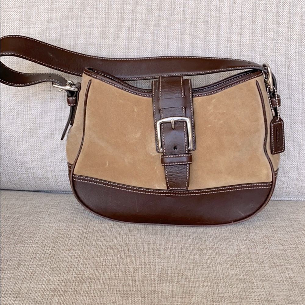 Coach handbag suede and leather
